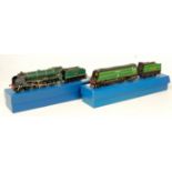 Four Triang Hornby locomotives converted for 3-rail running streamlined pacific engines and tenders,