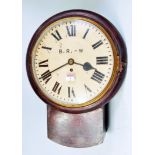 A drop case railway wall clock, ovarine plate GWR 664, dial as BR-W,