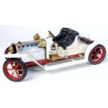 Mamod SA1, live steam roadster, white body with white running boards, black seats,