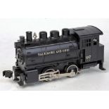 MTH American steam outline black 'Baltimore and Ohio' 0-4-0 tank loco No.