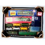 Tray containing 8 Hornby Dublo D1 tank wagons (F-G), box only for 'Ethyl' tank wagon (BG),