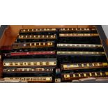 24 mixed Hornby, Wrenn, Hornby Dublo, Bachmann, Mainline and other 00 coaches, all loose examples,