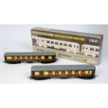 A Wrenn W3006/7 brown/cream Brighton Belle 2-car set with brown tables (NM,BVG),