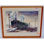 Framed original water colour painting by Keith Pilling 1930-1993 of BR class 8 No.