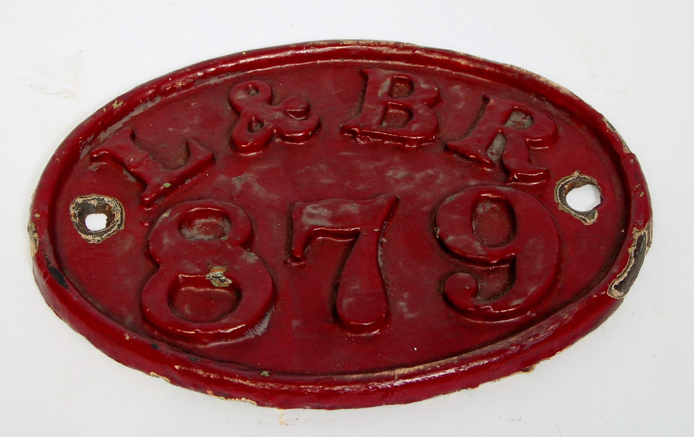 A cast iron Oval London and Birmingham railway bridge plaque, No.