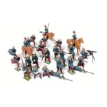 Britains lead 54mm figures, 19 French foreign legions, mixed poses includes 2 mounted officers,