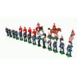 Britains plastic Eyes right 11 Royal Marines marching slope arms plus 3 bandsmen,