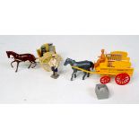Britains, 45F Milk Float and Horse, brown horse, cream early (Wood Base) Float,