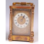 A circa 1900 French lacquered brass carriage clock,