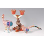 A Herend of Hungary porcelain candelabra, in the form of a koi carp,