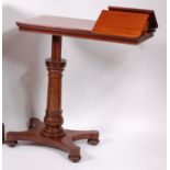 A William IV mahogany pedestal duet music table,