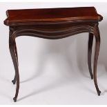 A 19th century French rosewood serpentine front card table,