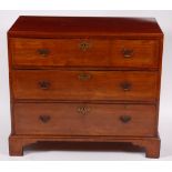 A George III and later mahogany chest, of three long graduated drawers on bracket feet, w.100cm, d.