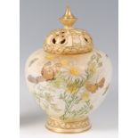 A Royal Vienna Alexandra Porcelain Works pot pourri vase and cover,
