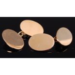 A modern pair of Goldsmiths 9ct gold gents cuff links, undecorated, and probably unworn, 7.