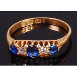 An 18ct gold, sapphire and diamond ring,