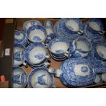 A box of Spode Italian blue and white transfer decorated teawares Condition Report /