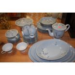 A Nagoya Japanese part tea and dinner service on a pale blue ground with floral decoration