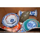A Chinese stoneware blue and white Gu shaped beaker vase,