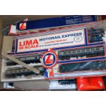 A boxed Lima 00 scale Motor rail express electric train set together with various track,