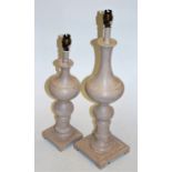 A large modern pressed metal and later painted table lamp base, h.