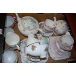 A box of miscellaneous china to include Shelley part tea service in the Bridal Rose pattern 13545