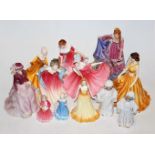 A collection of eight Royal Doulton figurines, to include Elaine HN3307, My Best Friend HN3011,