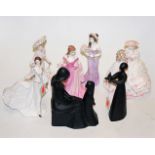 A collection of seven various figurines, to include; Royal Doulton Mother & Daughter HN2843,