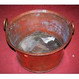 A large 19th century copper twin handled pan,