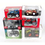Siku, Britains, Weise, Ros and Universal Hobbies 1/32nd scale boxed tractor group, 6 boxed examples,