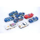 8 various loose Scalextric Slot Racing Cars, to include 4 various Racing Spec WRC Subaru Imprezas,