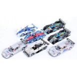 7 various loose Scalextric Slot Racing Cars, all in racing liveries,