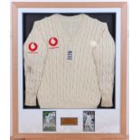 A framed England International test cric