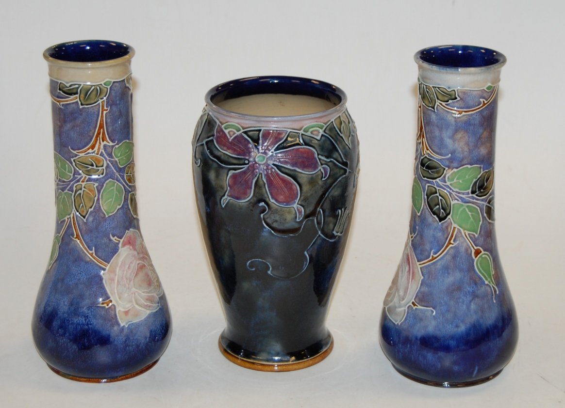 A pair of Royal Doulton stoneware vases,