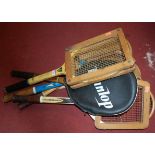 A Slazenger Pall Mall laminated tennis racquet together with various others to include Dunlop (6)