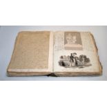 An early 20th century scrap album and contents to include various 19th century and later engravings,
