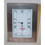 A modern silver mounted easel mantel clock, maker Kitney & Co of London, h.