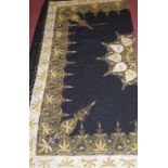 An Indian gold thread embroidered floral decorated table cover Condition Report / Extra