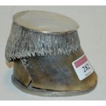 A circa 1900 silver mounted horseshoe inkwell (a/f)