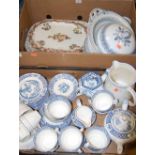 Two boxes of miscellaneous china to include; Wood's & Sons Yuan pattern part tea service,