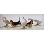 Three various Lladro porcelain models of geese;