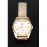 A gents vintage Omega Geneve Automatic wrist watch in gold plated case, signed silver dial,