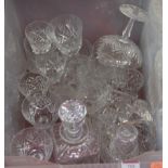 A collection of miscellaneous glassware, to include; decanter and stopper,