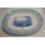 A Victorian Ridgeways transfer decorated blue & white meat dish,