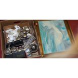 A box of miscellaneous items, to include; a boxed Derringer gun table-lighter,