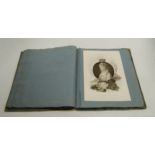 A 19th century scrap album and contents to include various engravings of royalty and aristocracy to