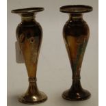 A pair of silver specimen vases on loaded bases, h.