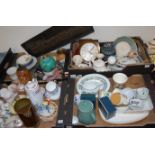 Four boxes of miscellaneous items, to include; Royal Worcester Herbs pattern sauceboat,