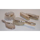 A quantity of modern silver dressing table wares to include two clothes brushes, hair brush,