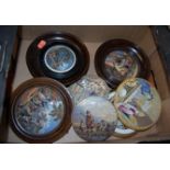 A collection of eight Prattware pot lids, to include; The Game Bag, False Move,